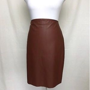 Brown Faux leather pencil skirt